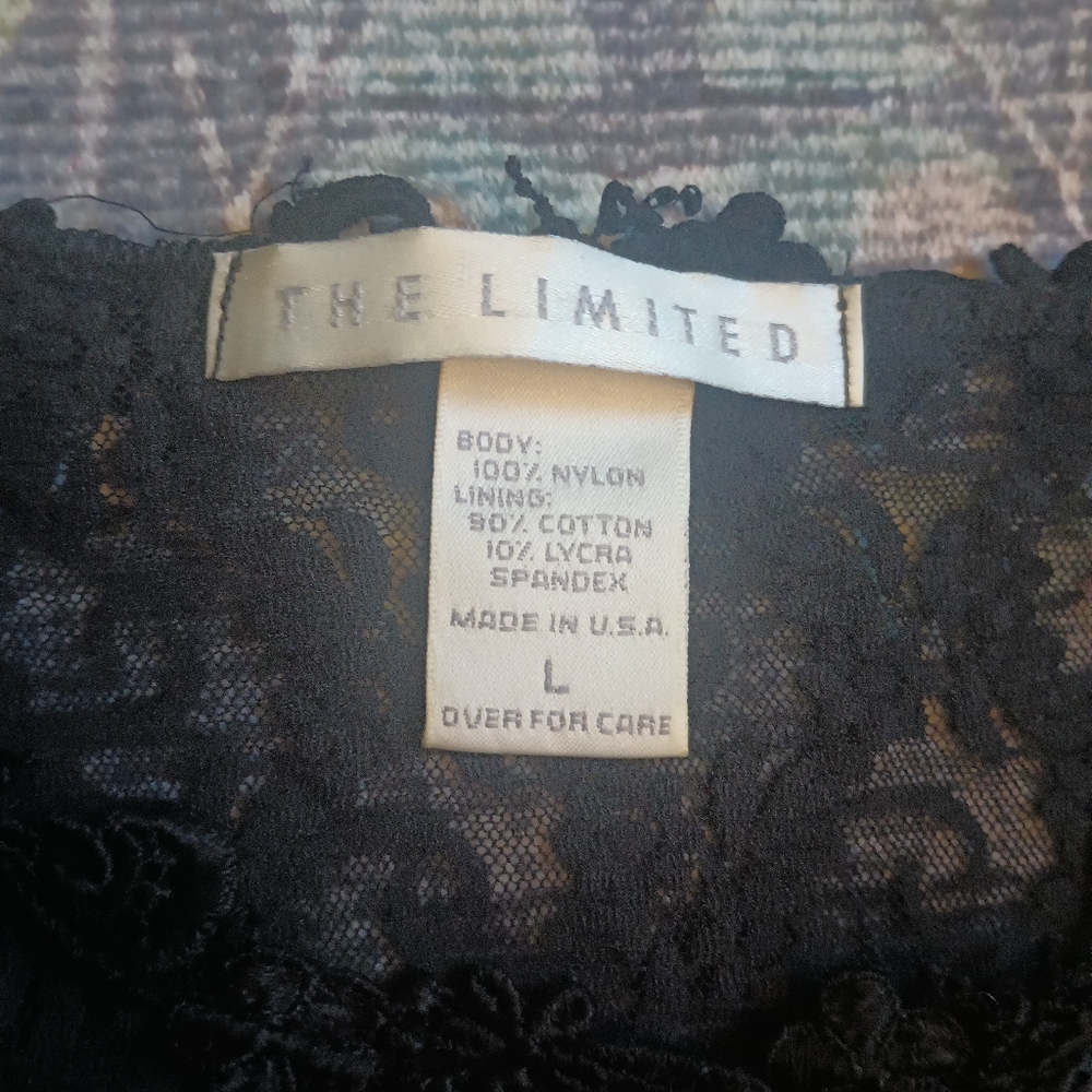 The Limited Womens Sheer Lace Bodysuit Large Black Nylon Whimsigoth Fairy Grunge - Picture 6 of 9